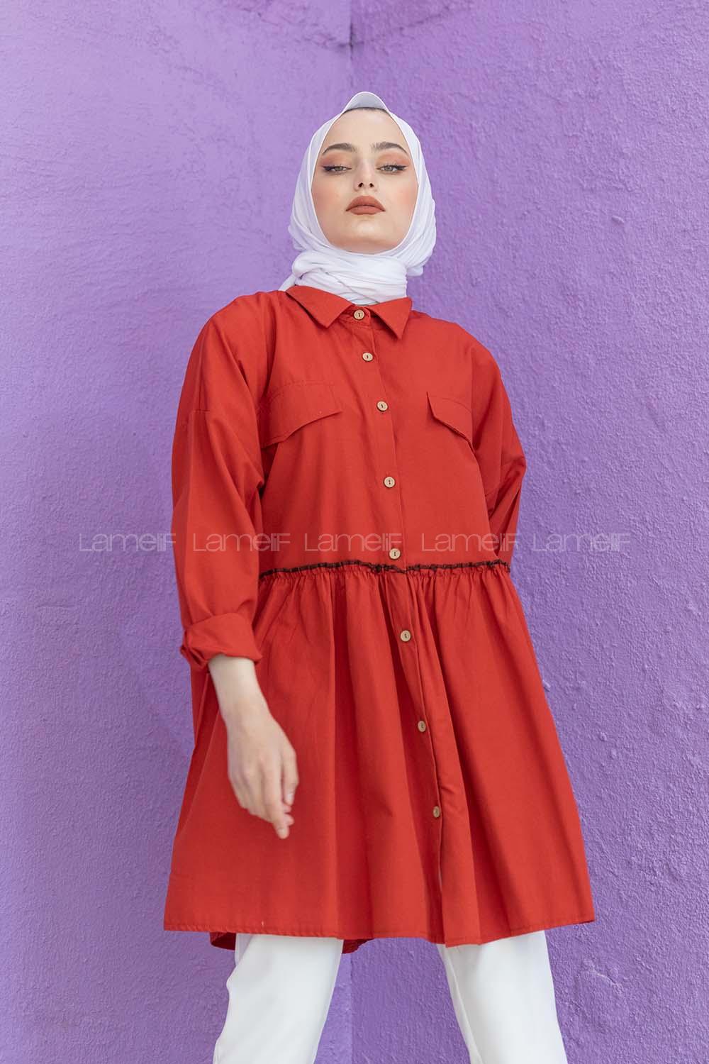 Modalamelif Bel Buzgülü Tunik Kiremit