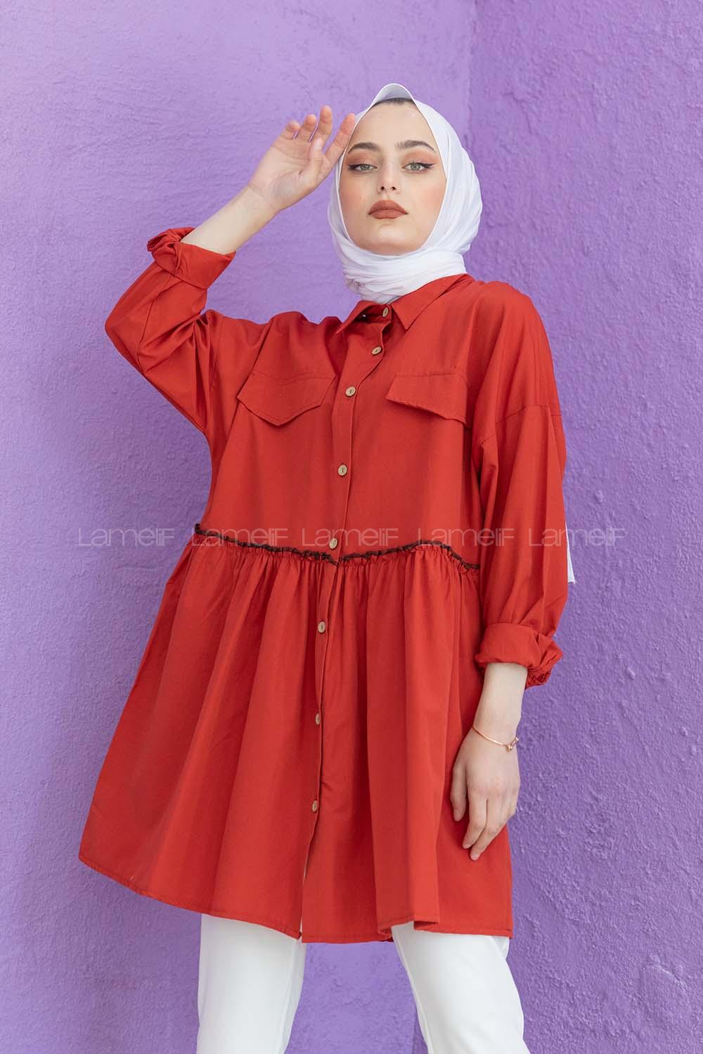 Modalamelif Bel Buzgülü Tunik Kiremit