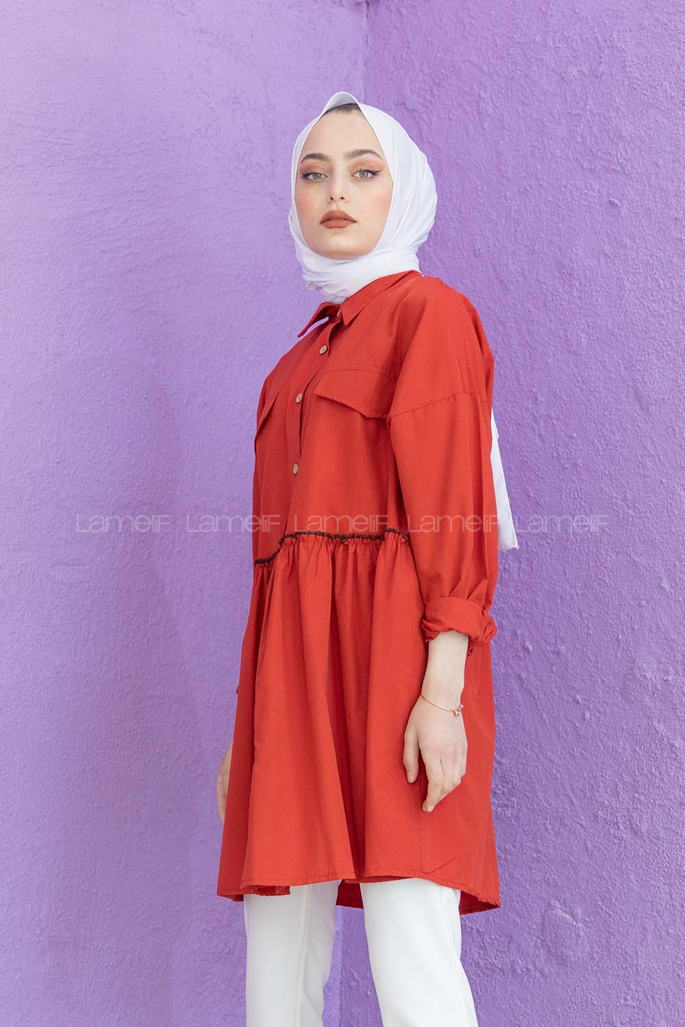 Modalamelif Bel Buzgülü Tunik Kiremit