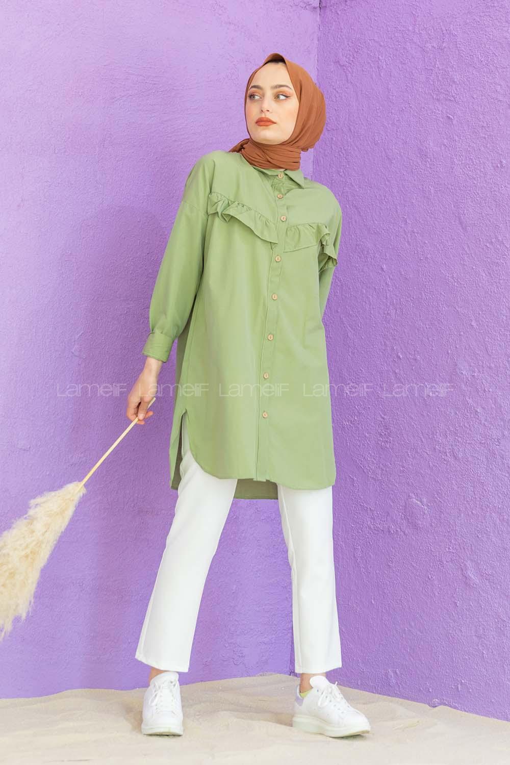 Modalamelif Fırfırlı Tunik Çağla Yeşili