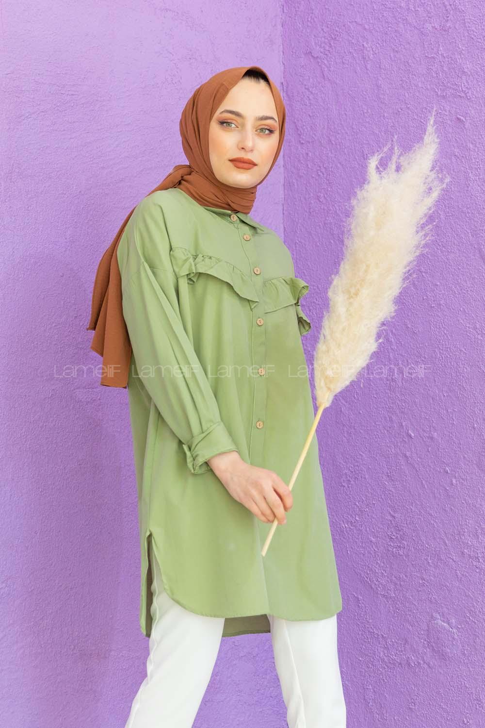 Modalamelif Fırfırlı Tunik Çağla Yeşili