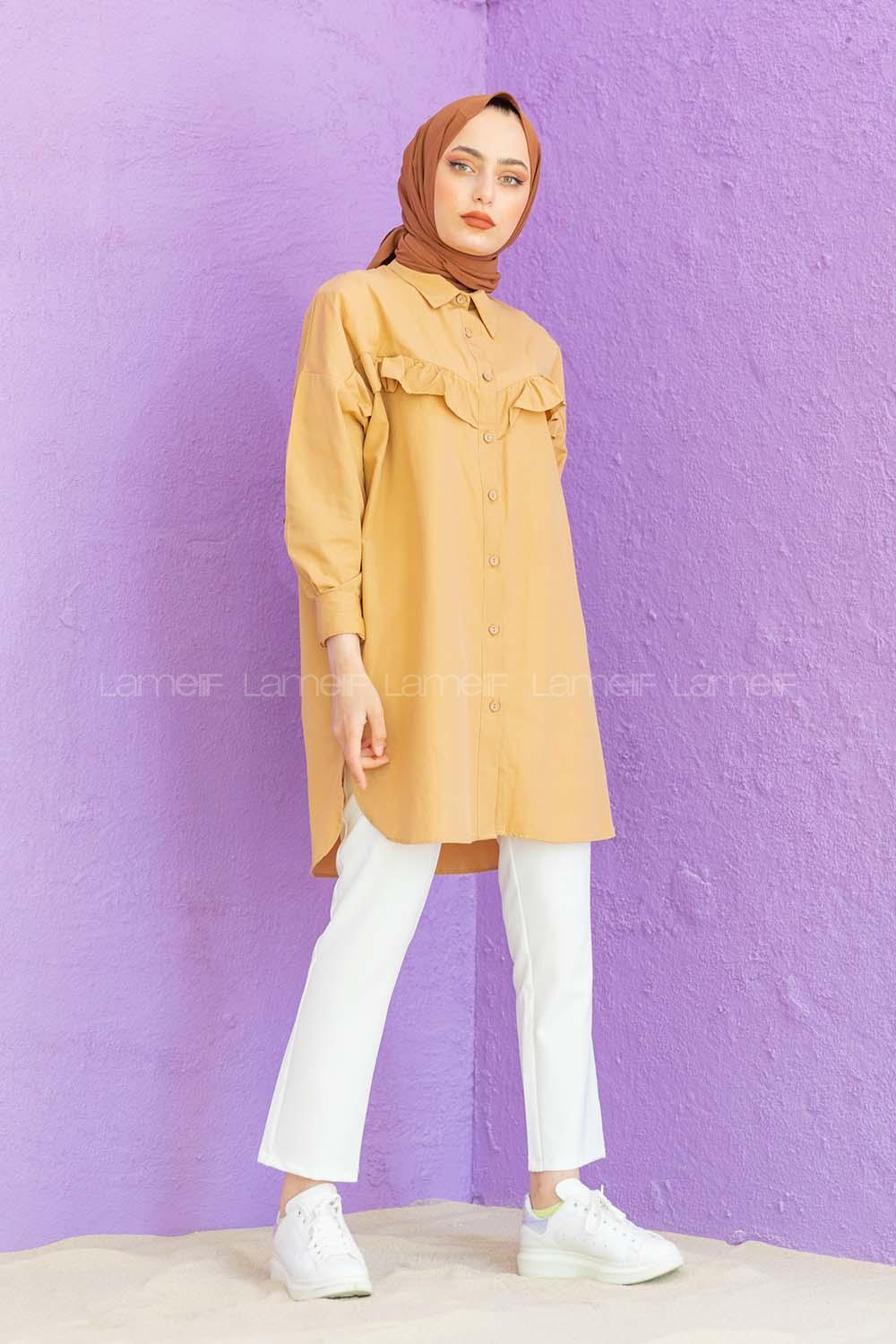 Modalamelif Fırfırlı Tunik Camel