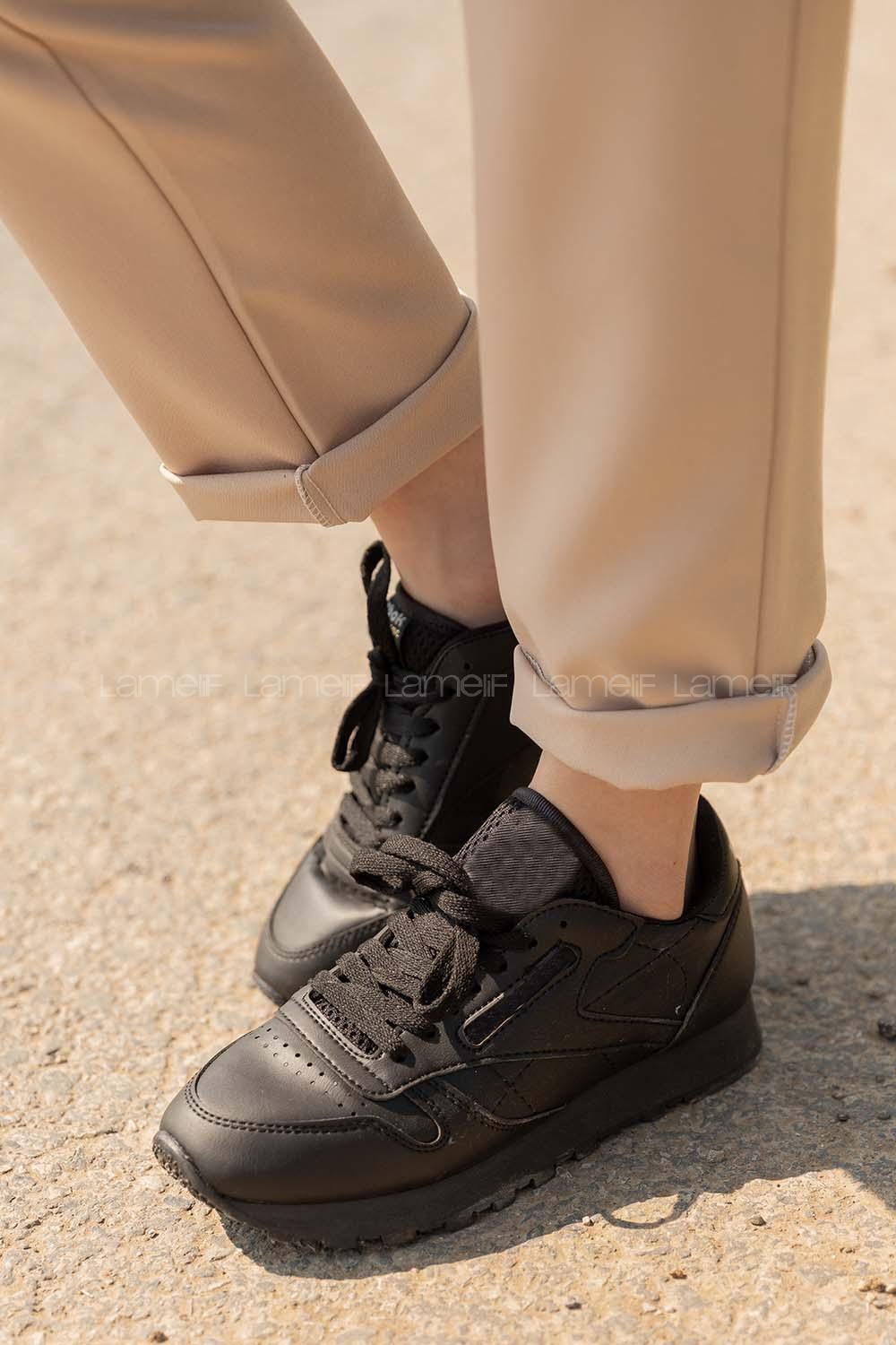 Modalamelif Yüksek Taban Siyah Spor Ayakkabı