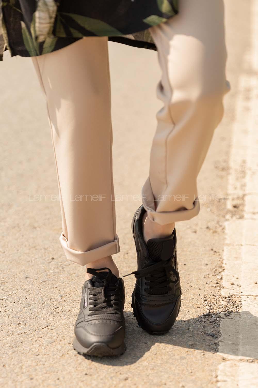 Modalamelif Yüksek Taban Siyah Spor Ayakkabı