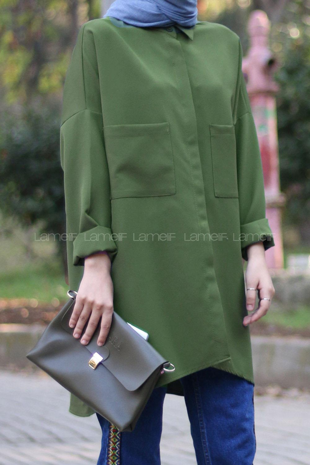 Modalamelif Haki İki Cep Gömlek