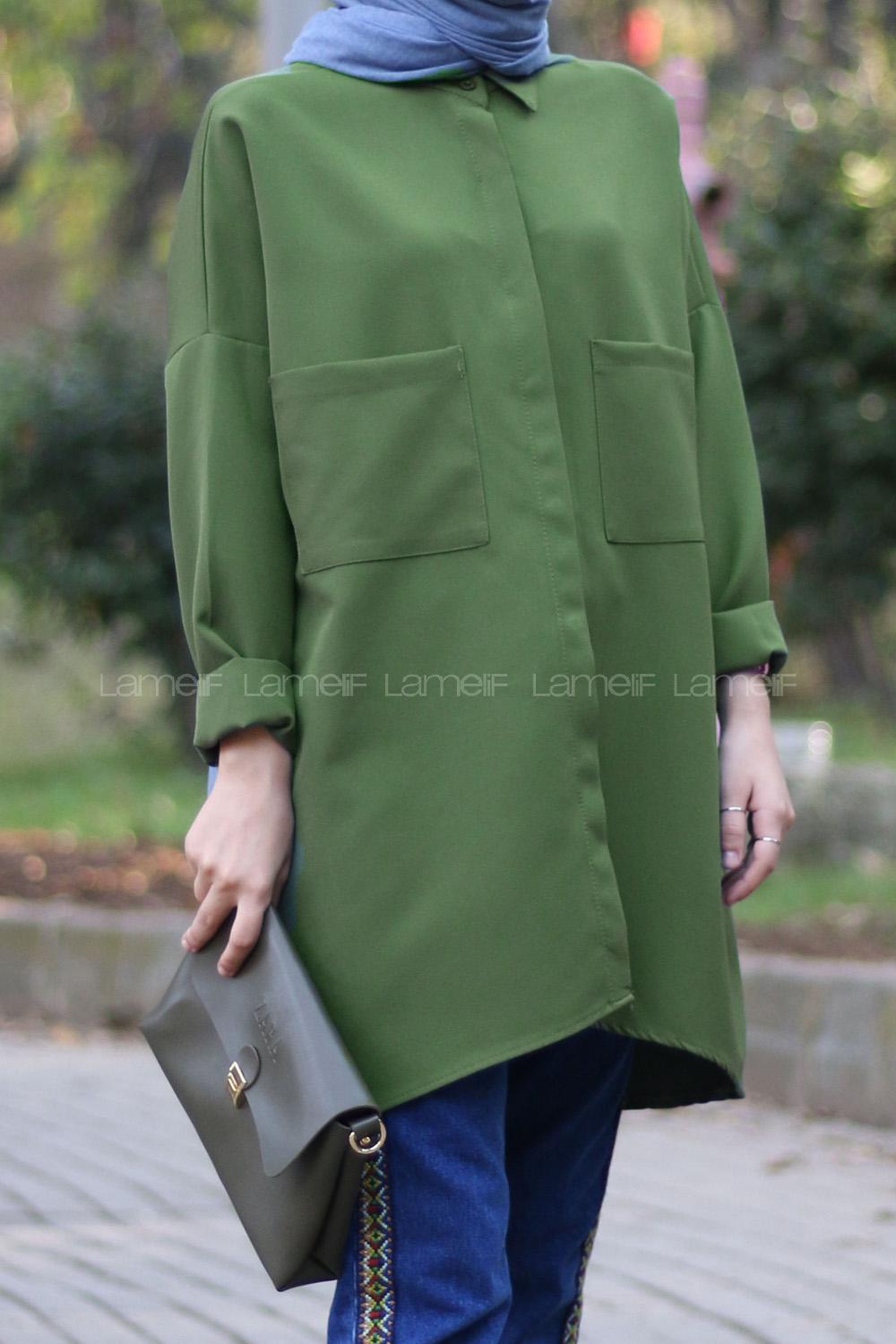 Modalamelif Haki İki Cep Gömlek