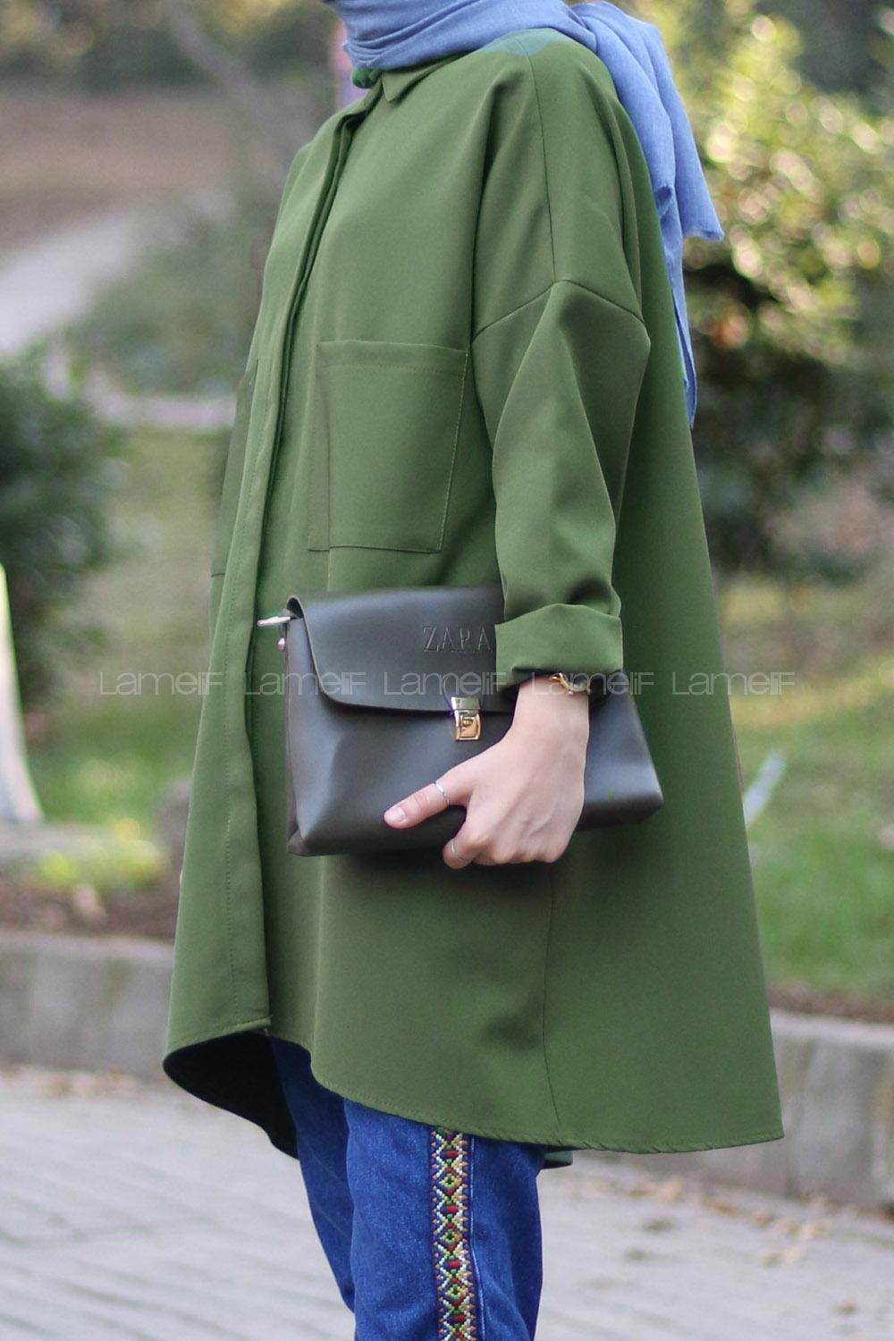 Modalamelif Haki İki Cep Gömlek