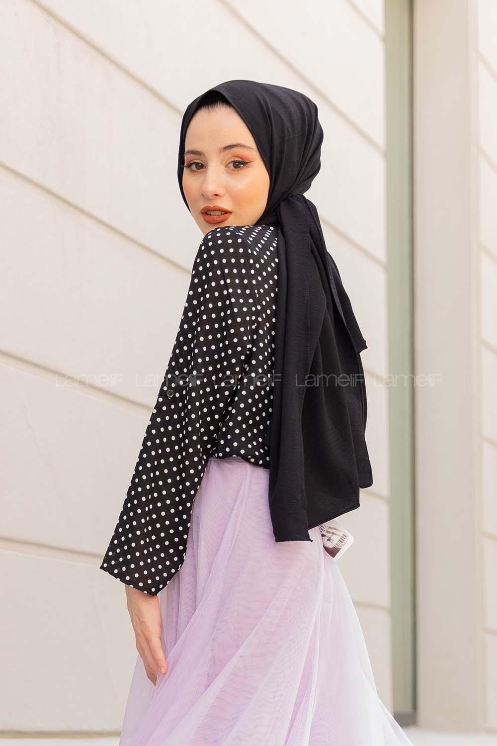 Modalamelif Mini Puanlı Gömlek Siyah