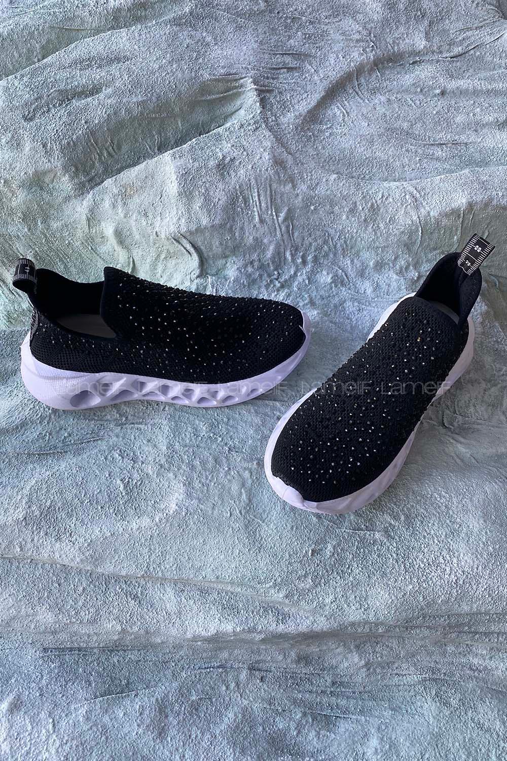 Modalamelif Taşlı Siyah Spor Ayakkabı