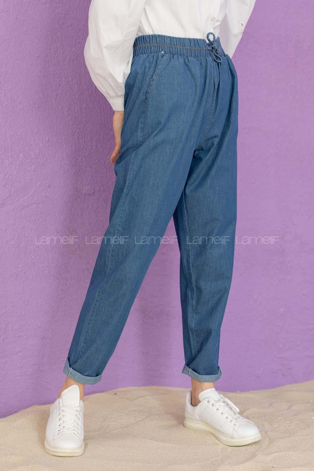 Modalamelif Beli Lastikli Normal Paça  Koyu Mavi