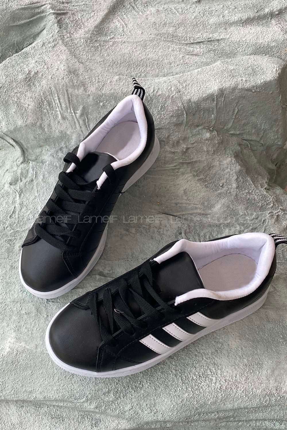 Modalamelif Şeritli Siyah Spor Ayakkabı