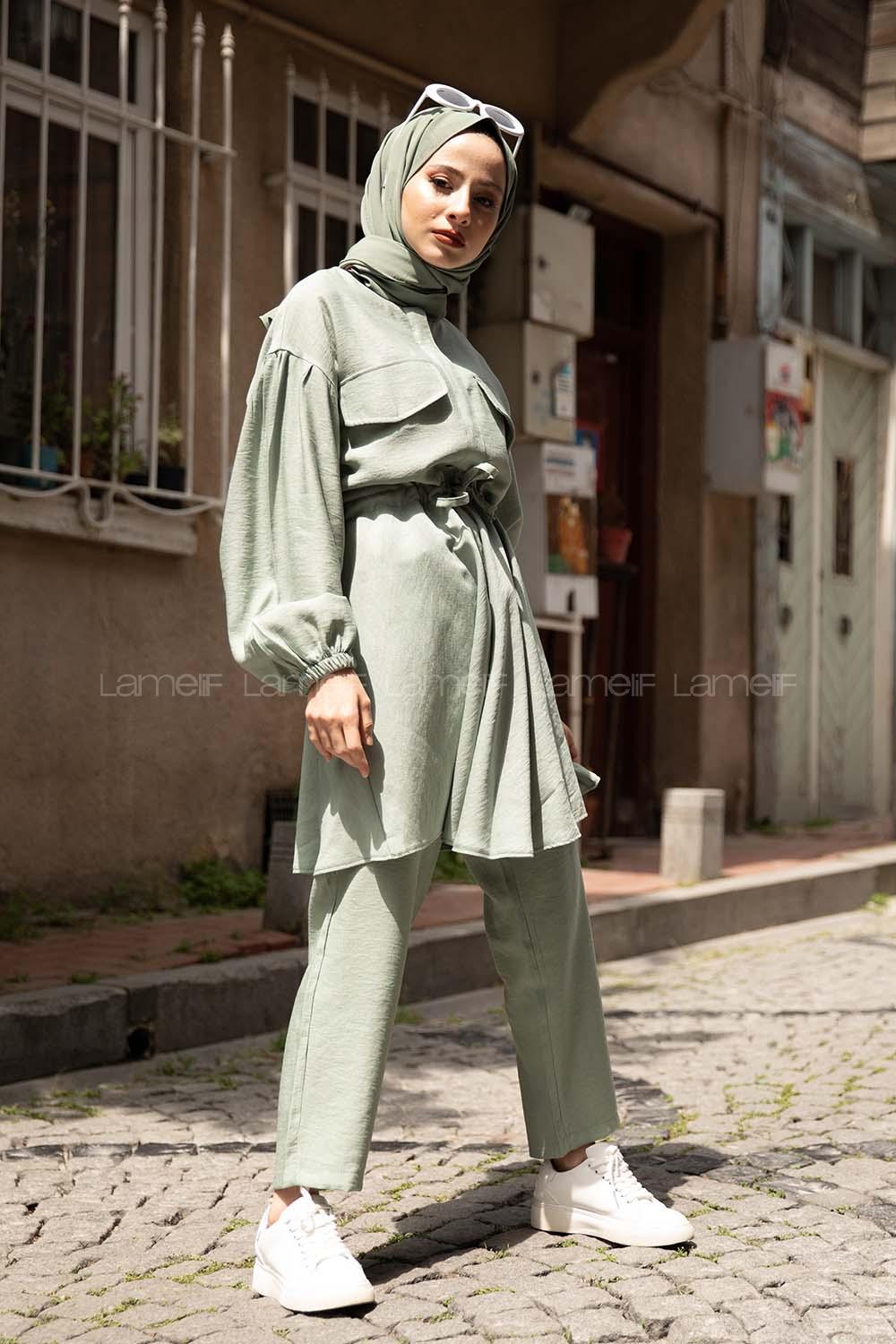 Modalamelif Bel Bağlamalı İkili Takım Çağla Yeşili