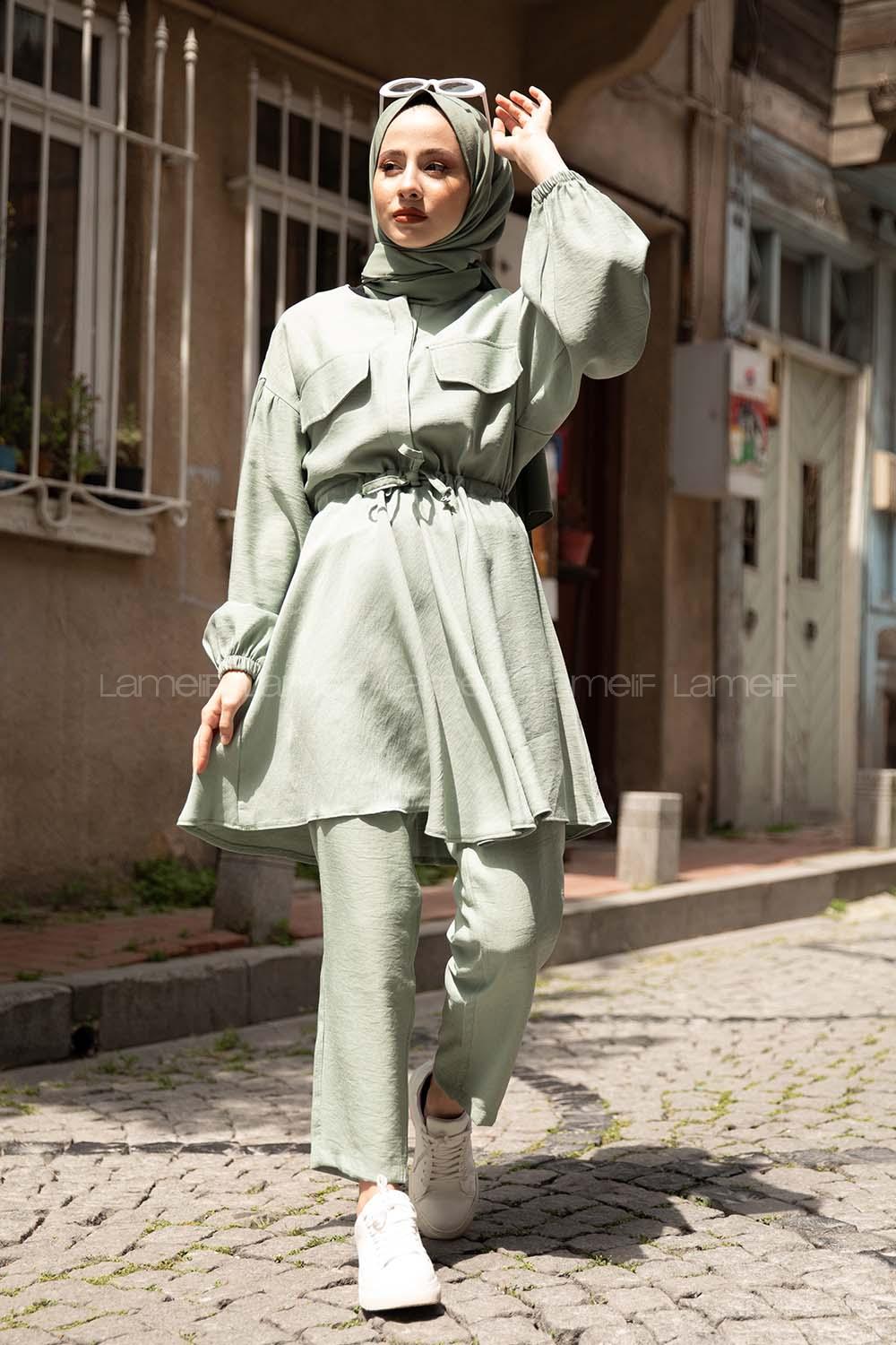 Modalamelif Bel Bağlamalı İkili Takım Çağla Yeşili