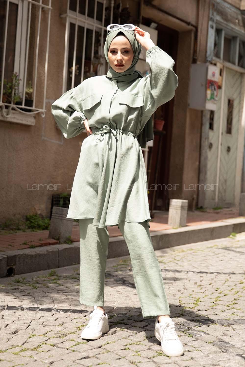 Modalamelif Bel Bağlamalı İkili Takım Çağla Yeşili