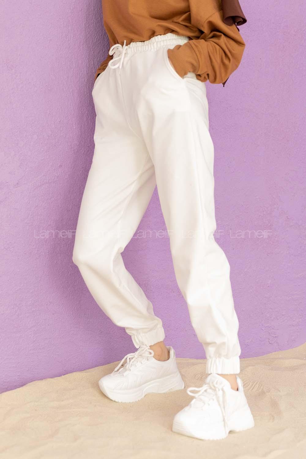 Modalamelif Bel Ve Paça Lastikli Eşofman Ekru