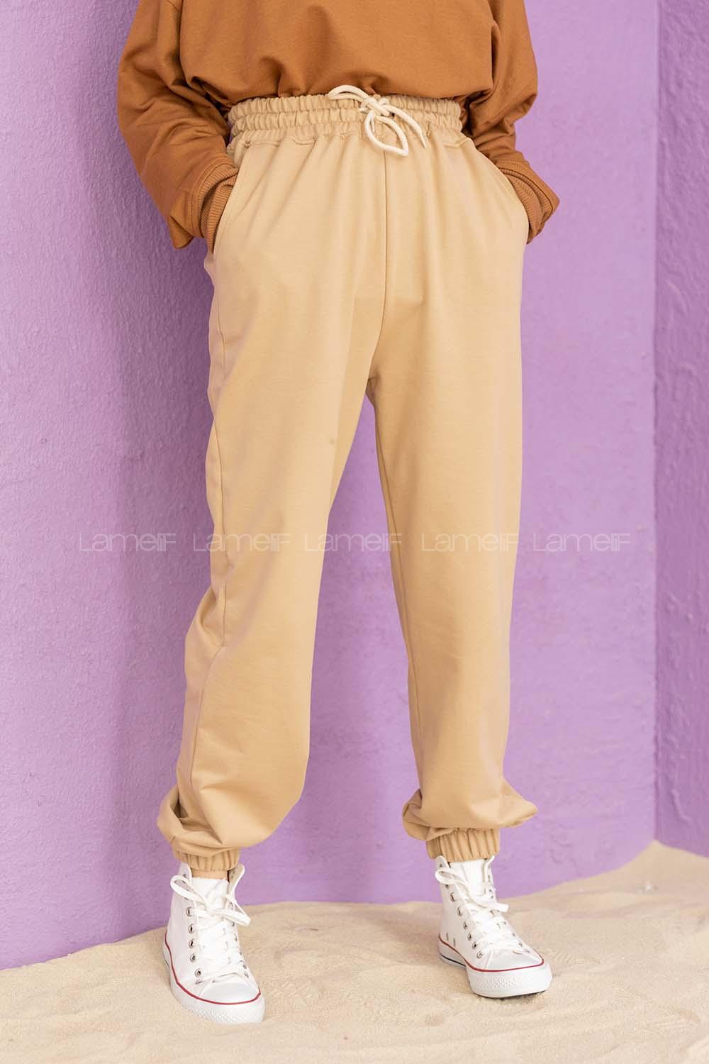 Modalamelif Bel Ve Paça Lastikli Eşofman Sütlü Kahve