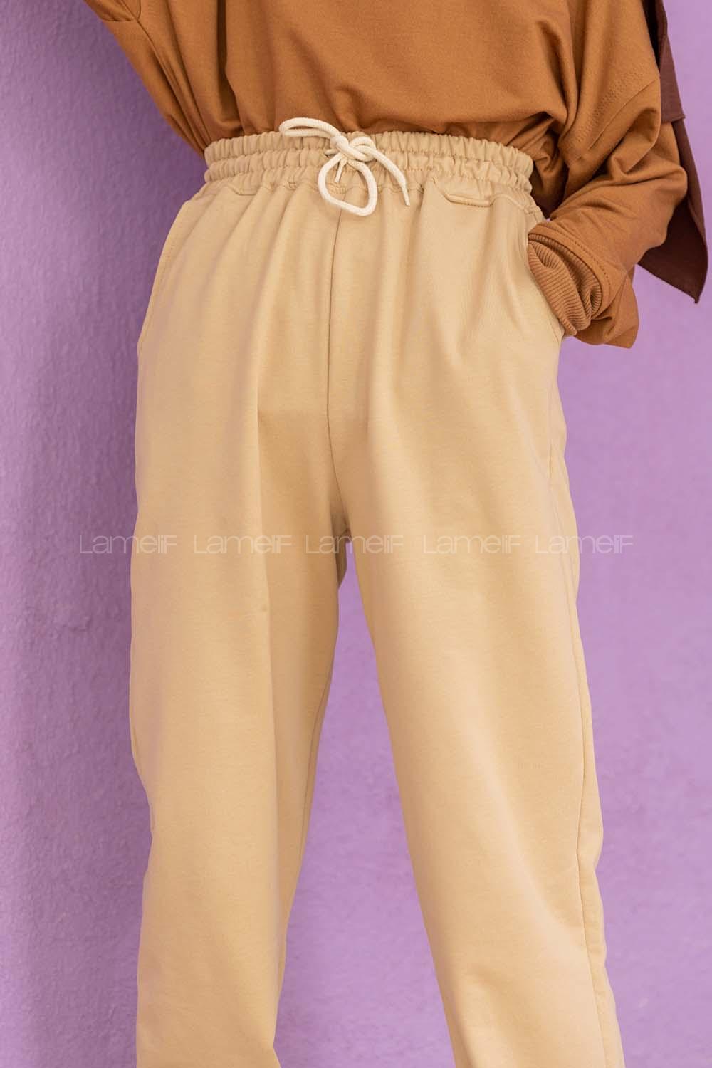 Modalamelif Bel Ve Paça Lastikli Eşofman Sütlü Kahve