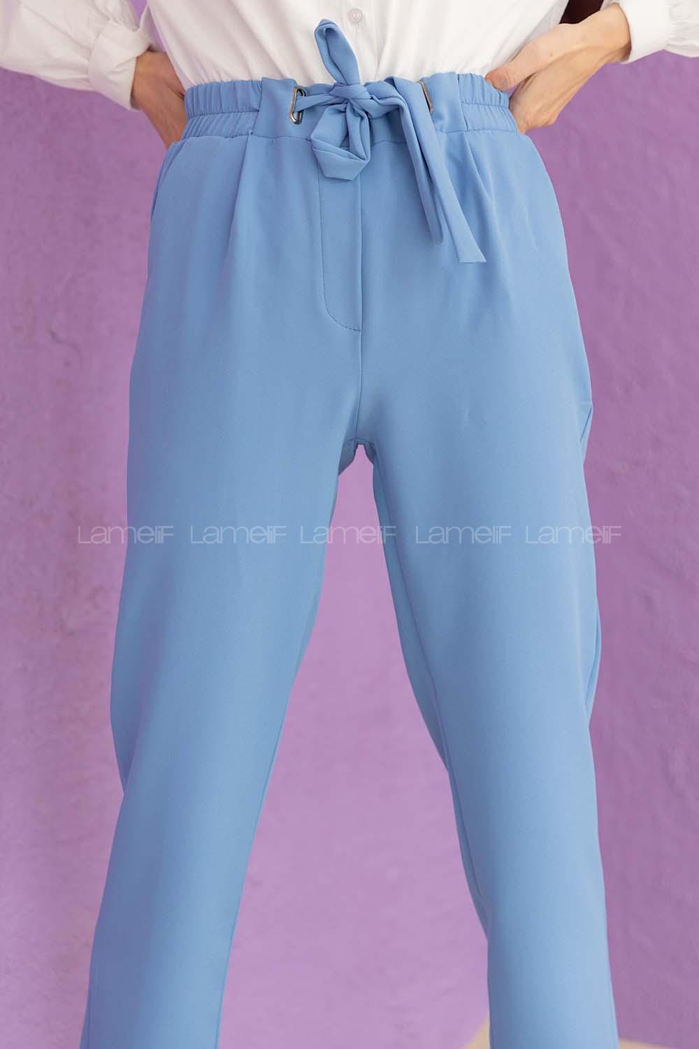 Modalamelif Beli Lastikli Havuç Pantolon Açık Mavi