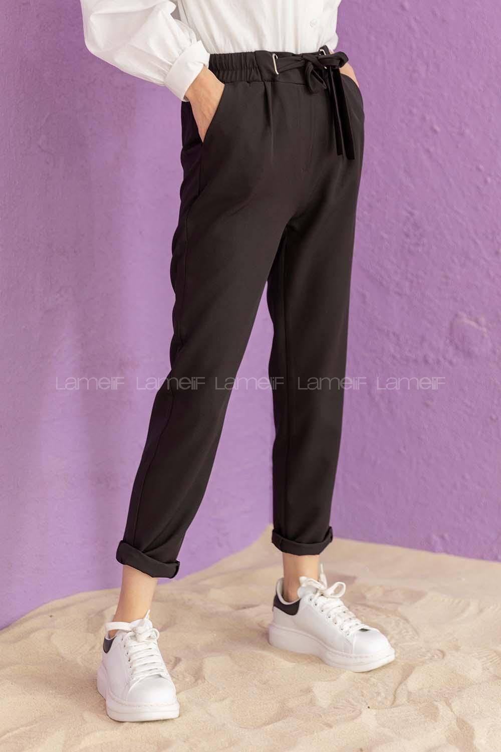 Modalamelif Beli Lastikli Havuç Pantolon Siyah