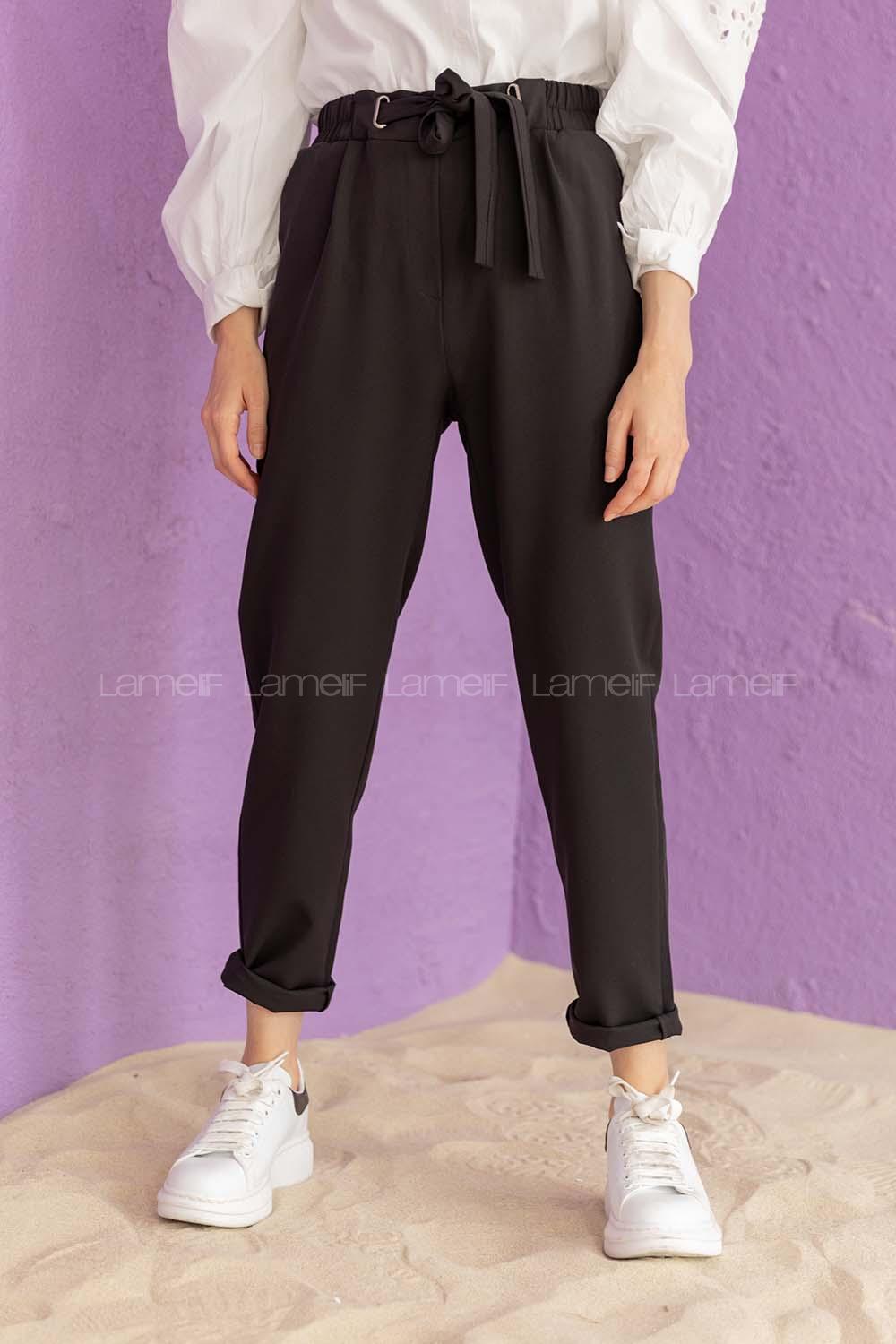 Modalamelif Beli Lastikli Havuç Pantolon Siyah