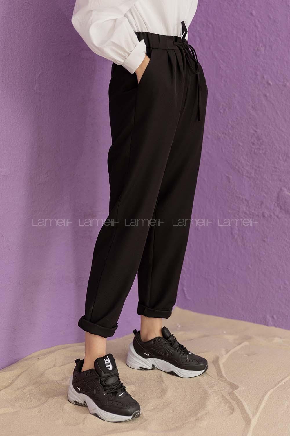 Modalamelif Beli Lastikli Pantolon Siyah