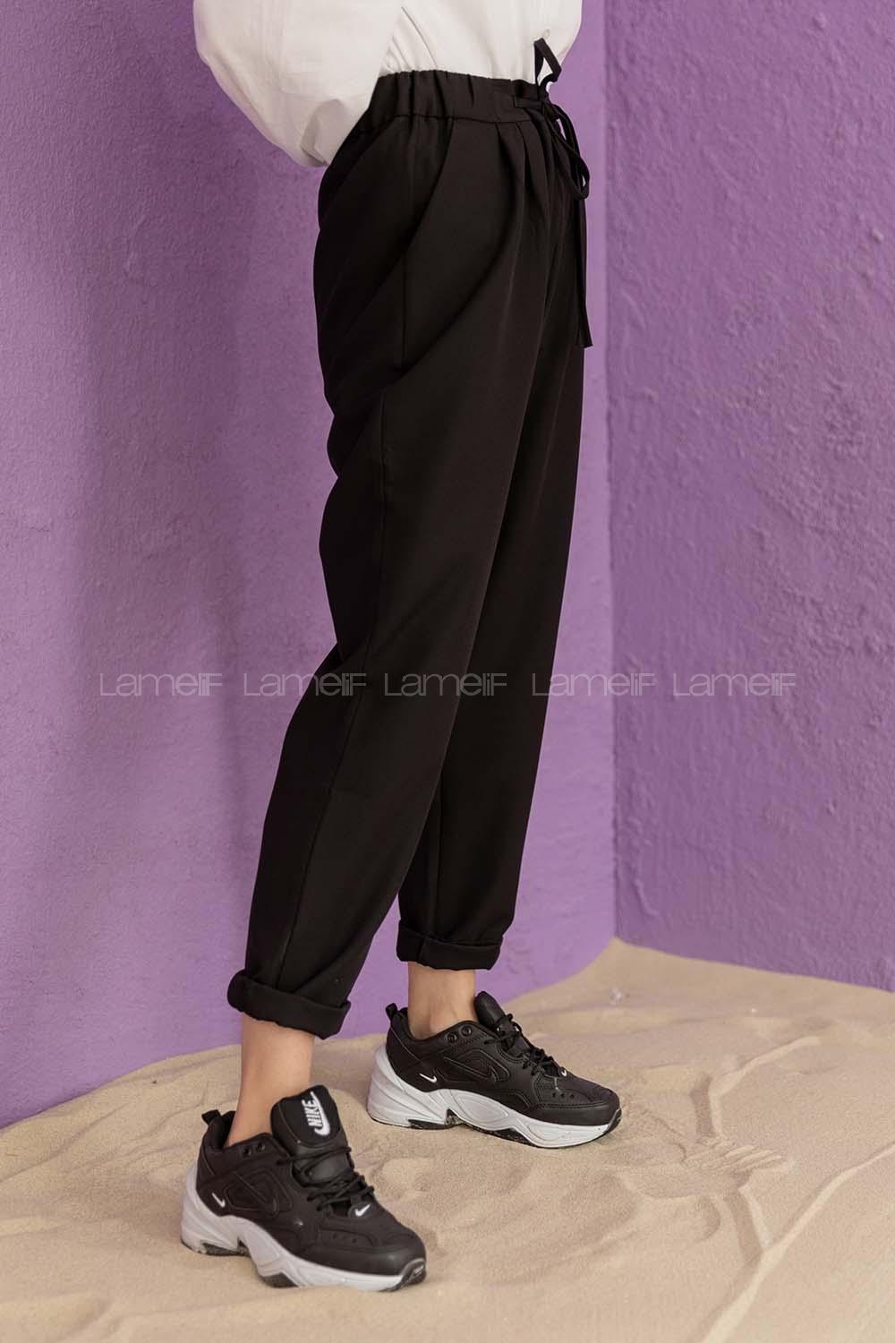 Modalamelif Beli Lastikli Pantolon Siyah