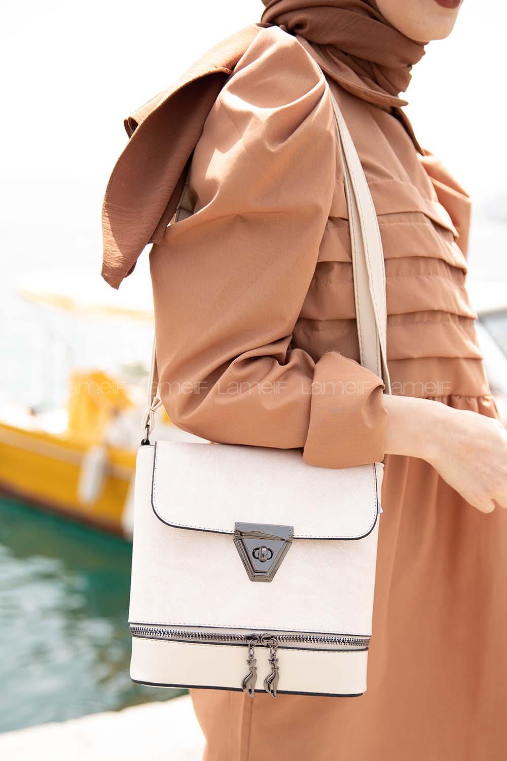 Modalamelif  Eva  Fermurlı Çanta Krem