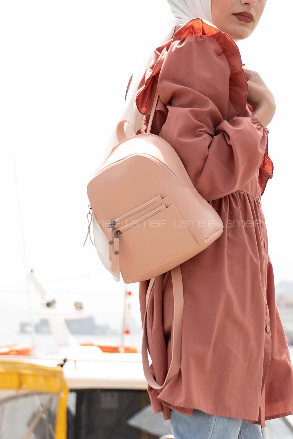 Modalamelif Fermur Detaylı Sırt çantası Pudra