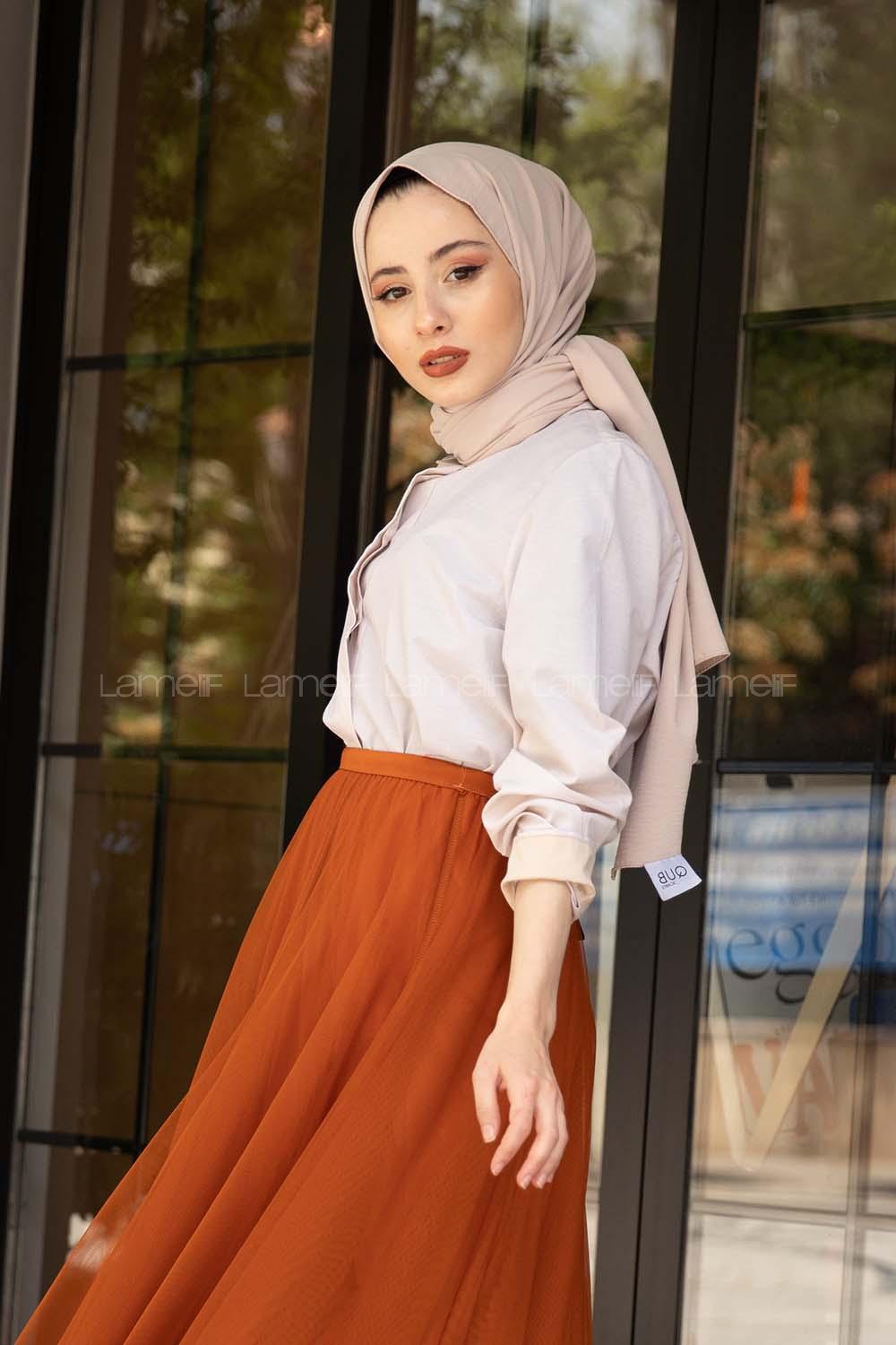 Modalamelif İnce Çizgili Gömlek Krem