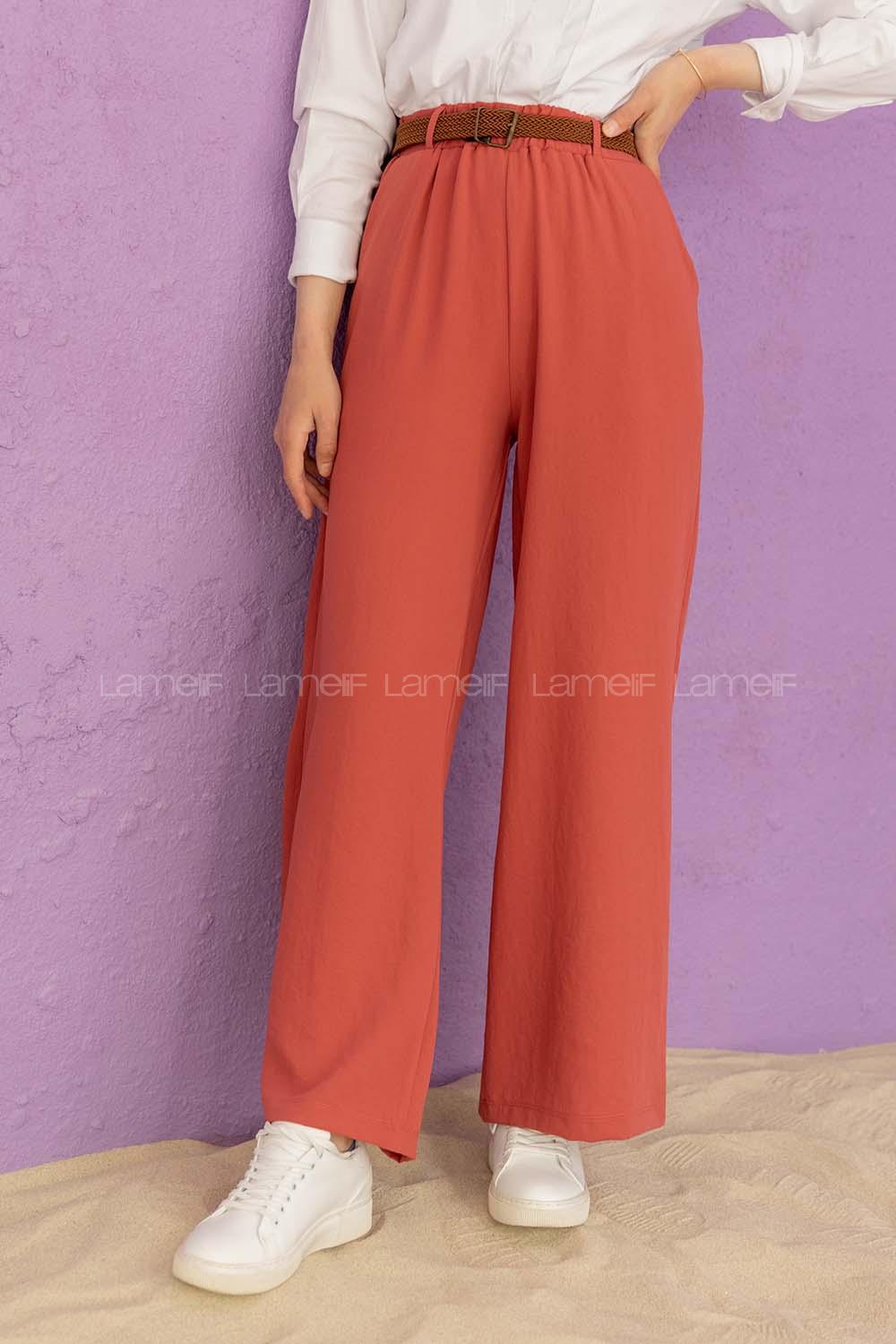 Modalamelif Kemerli Salaş Pantolon Gül