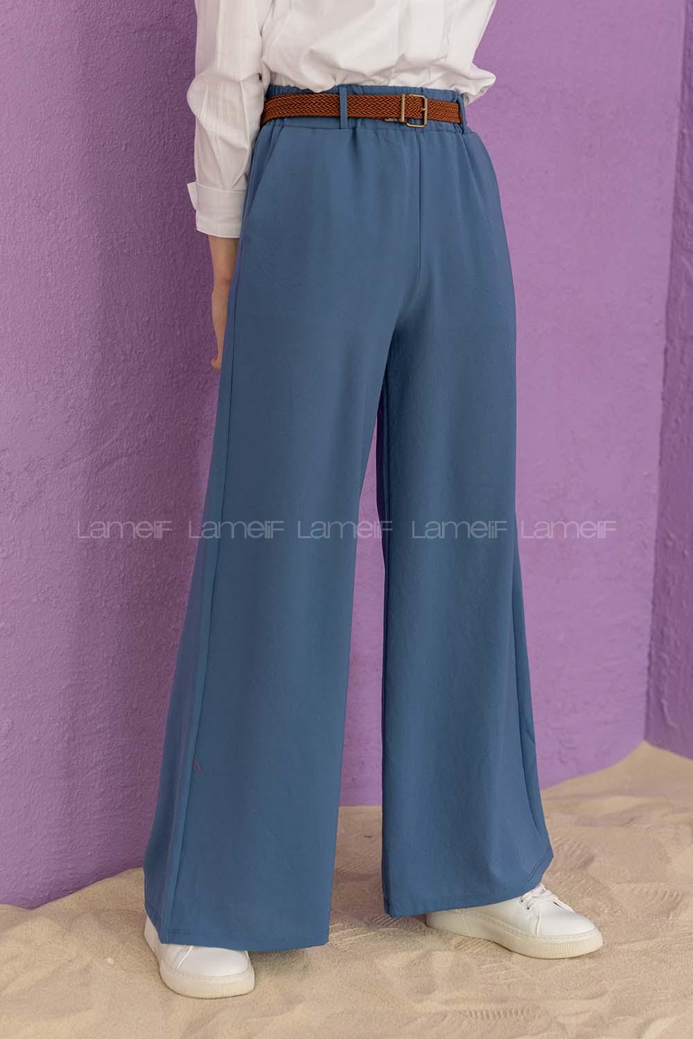 Modalamelif Kemerli Salaş Pantolon İndigo