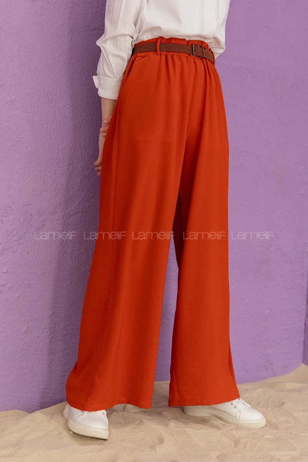 Modalamelif Kemerli Salaş Pantolon Kiremit