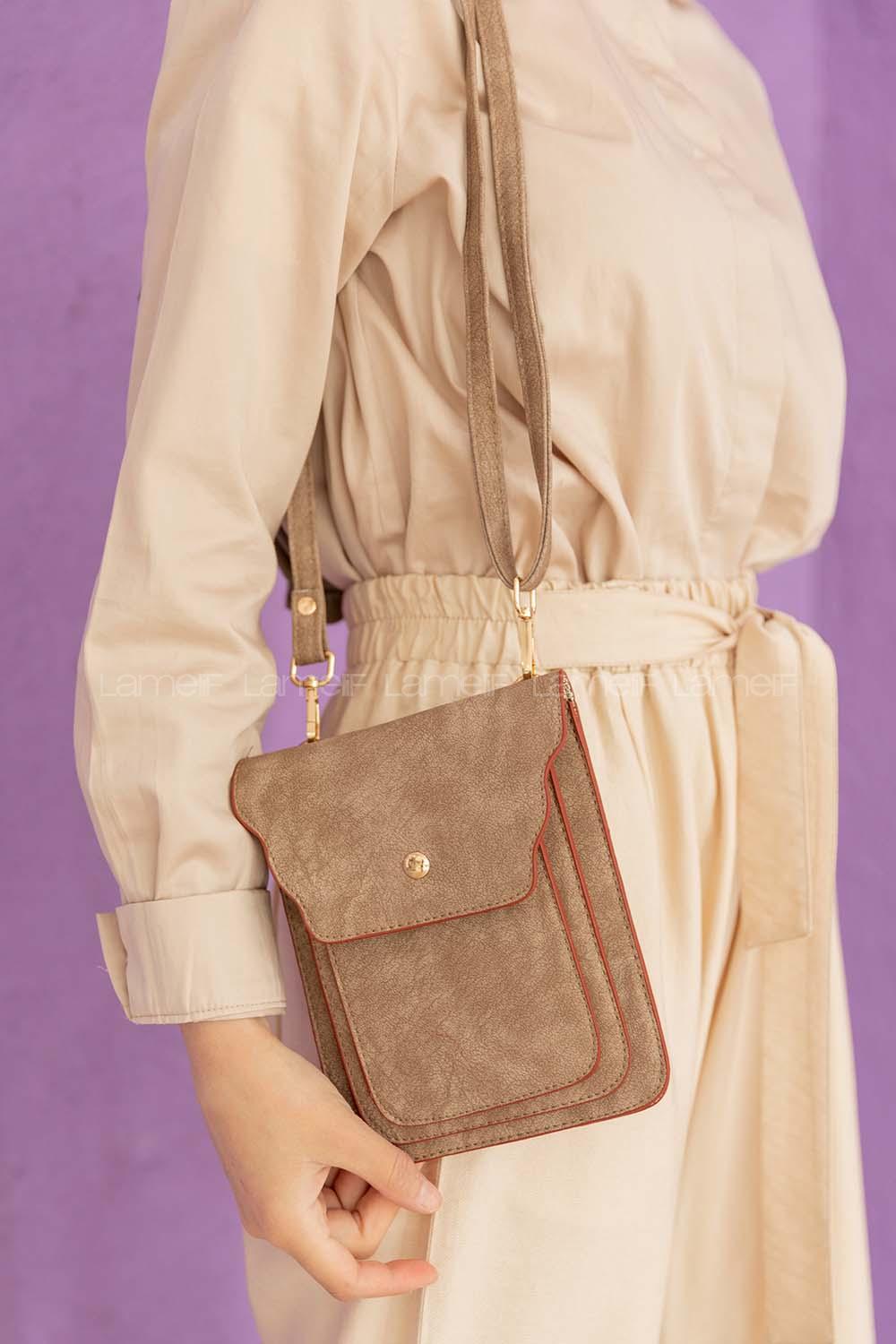 Modalamelif  Messenger Model Çanta Vizonrengi