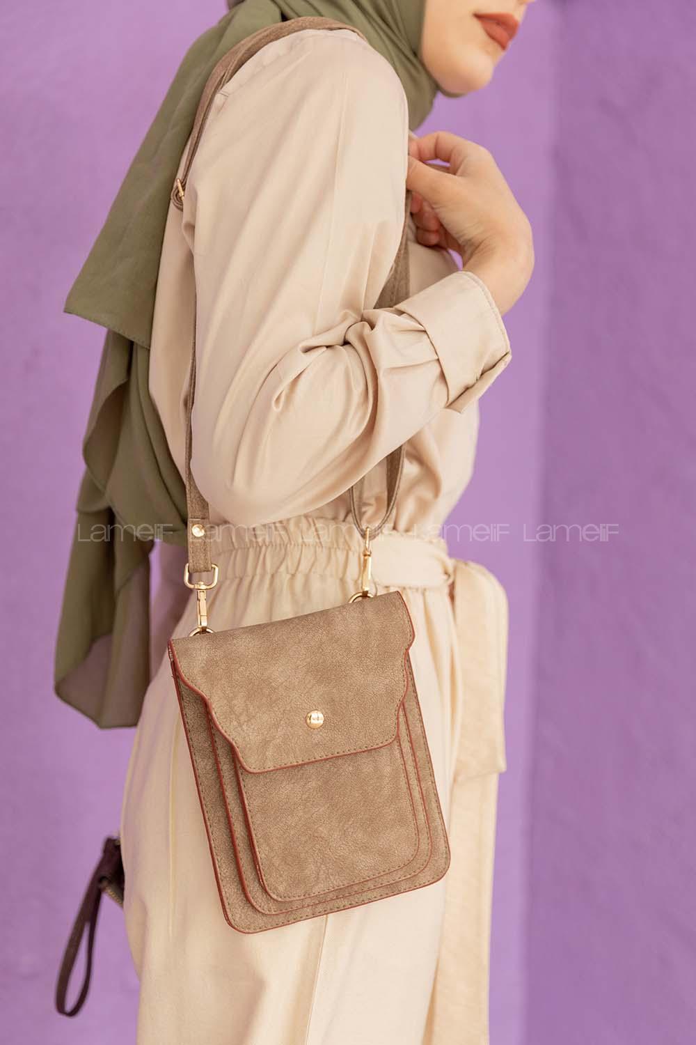 Modalamelif  Messenger Model Çanta Vizonrengi