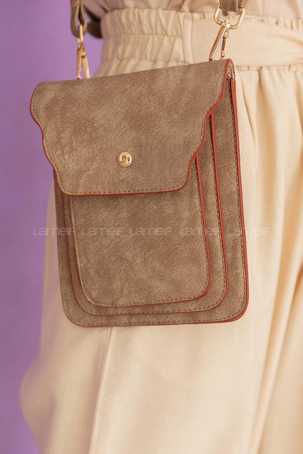 Modalamelif  Messenger Model Çanta Vizonrengi