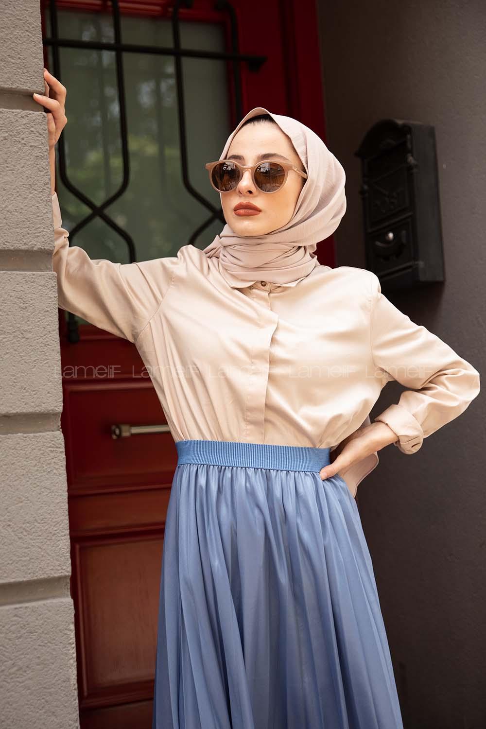 Modalamelif Önü Gizli Düğmeli Gömlek Krem