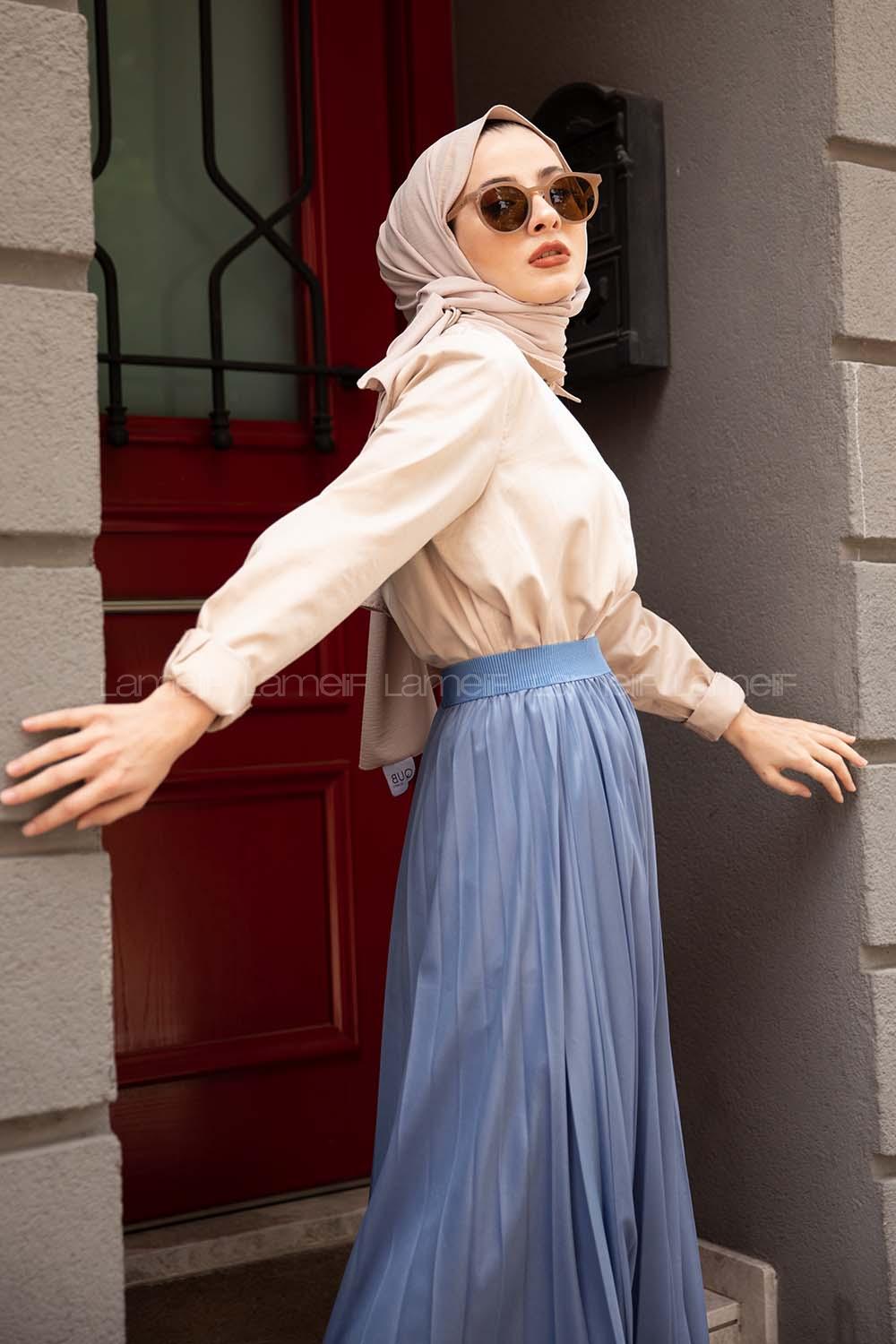 Modalamelif Önü Gizli Düğmeli Gömlek Krem