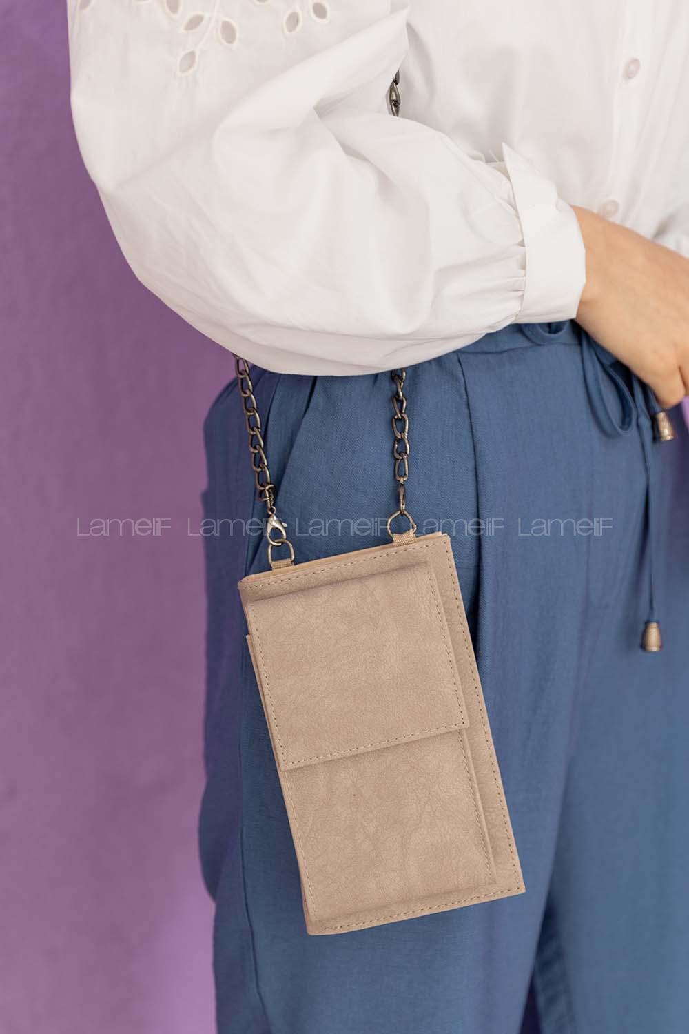 Modalamelif  Zincir Askılı Messenger Çanta Vizonrengi