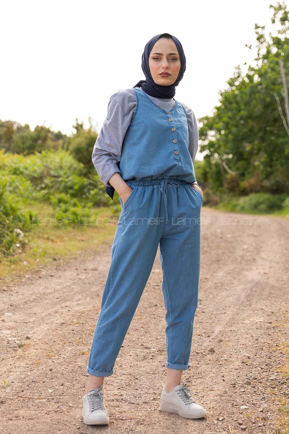 Modalamelif Bel Lastikli Slopet Açık Mavi