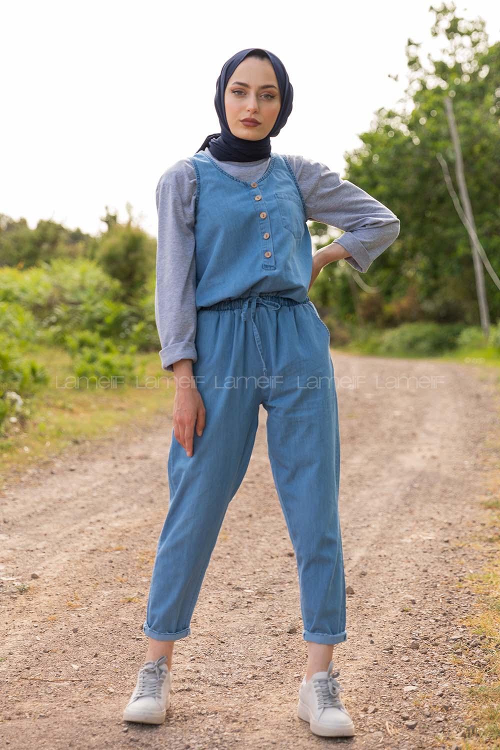 Modalamelif Bel Lastikli Slopet Açık Mavi