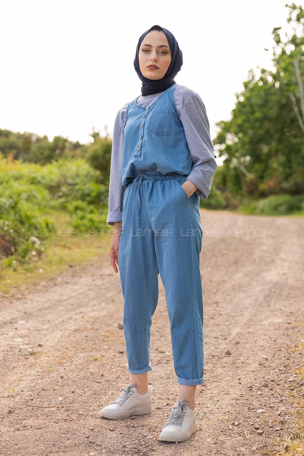 Modalamelif Bel Lastikli Slopet Açık Mavi