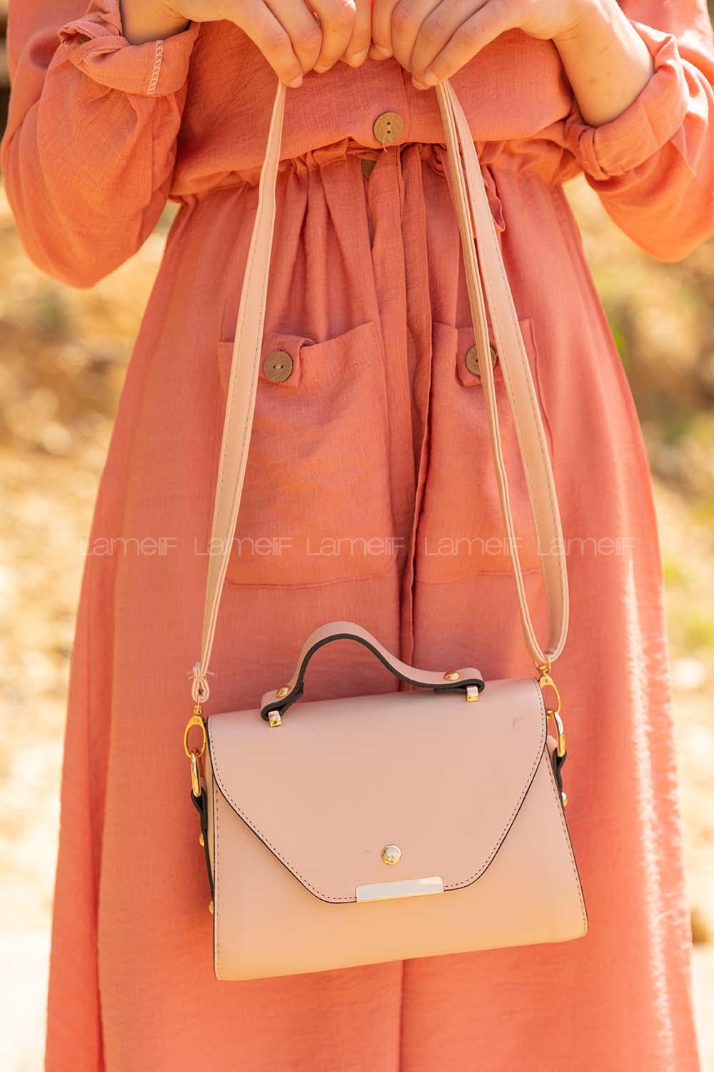 Modalamelif  Çift Bölmeli Çapraz Çanta Pudra