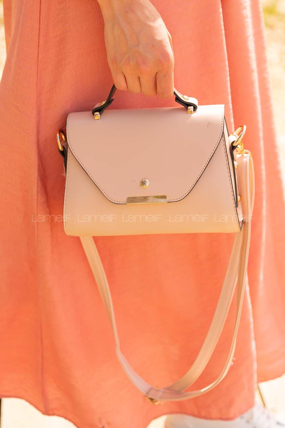 Modalamelif  Çift Bölmeli Çapraz Çanta Pudra