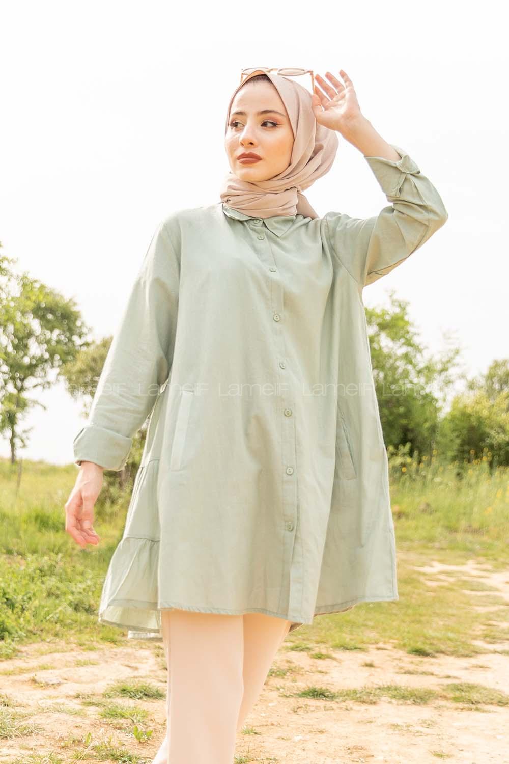 Modalamelif Gizli Cepli Gömlek Çağla Yeşili