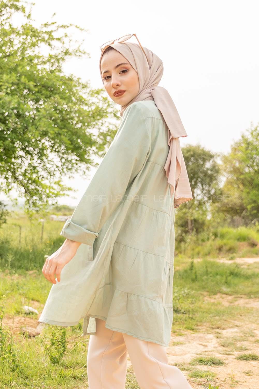 Modalamelif Gizli Cepli Gömlek Çağla Yeşili