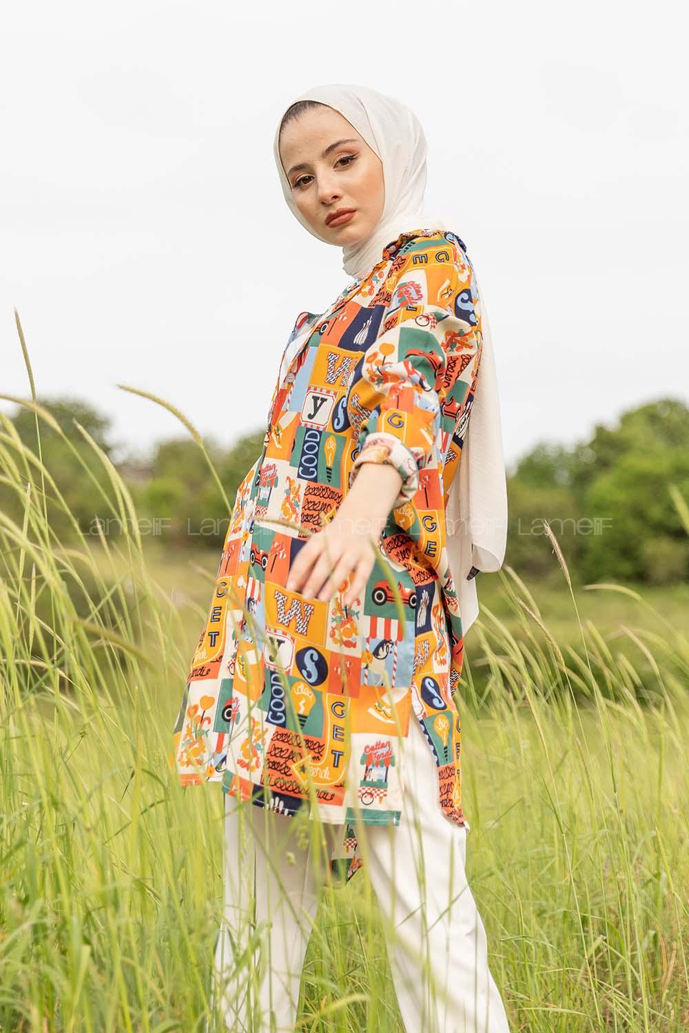 Modalamelif Good Baskılı Gömlek Yeşil