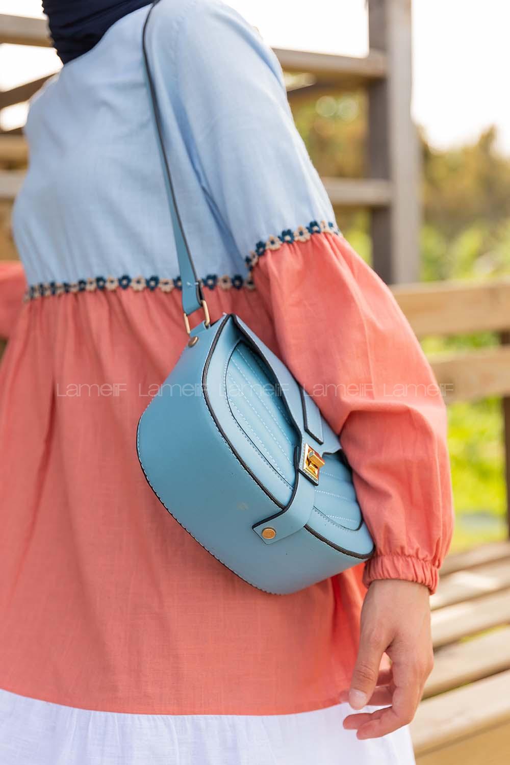 Modalamelif Toka Detaylı Çapraz Çanta Mavi