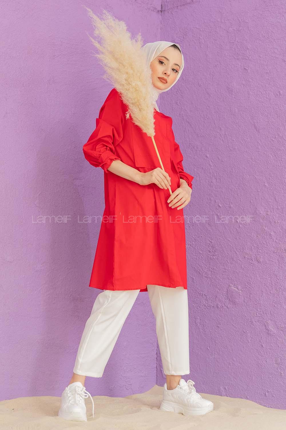 Modalamelif Çift Cepli Tunik Kırmızı