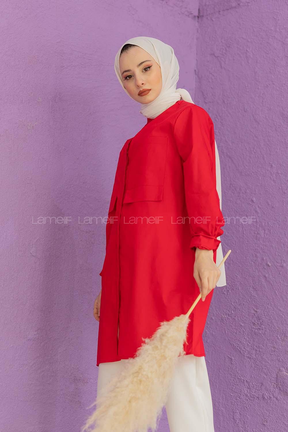 Modalamelif Çift Cepli Tunik Kırmızı