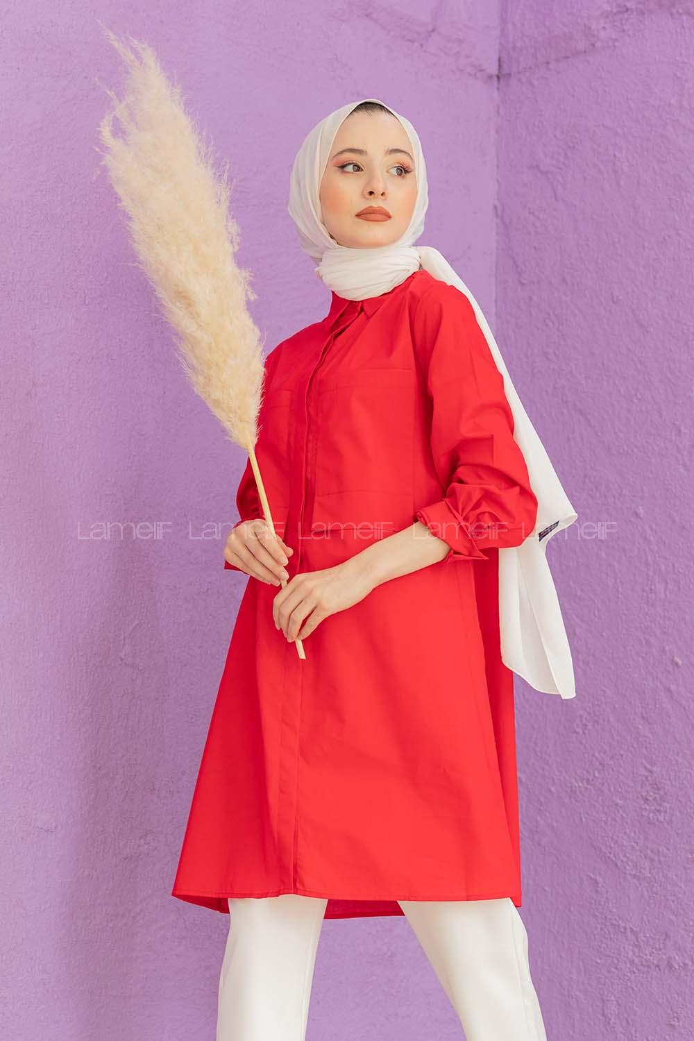 Modalamelif Çift Cepli Tunik Kırmızı